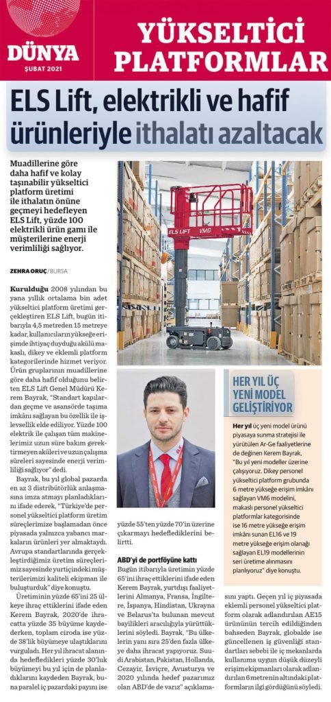 ELS Lift Elektrikli ve Hafif Ürünleriyle İthalatı Azaltacak